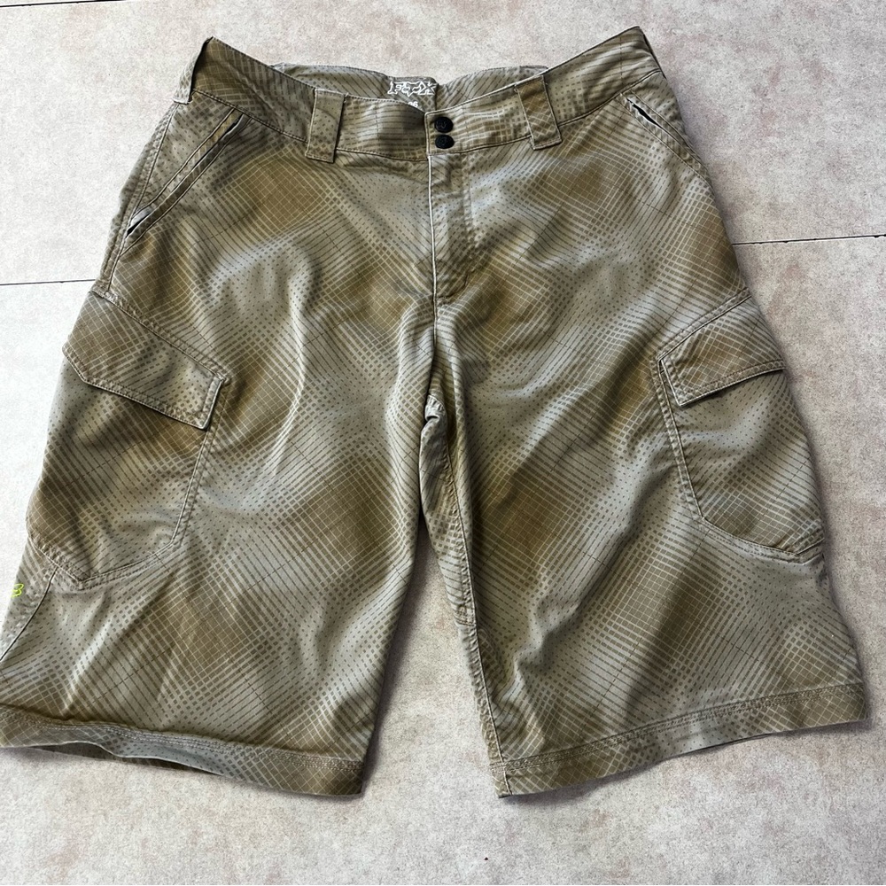 Fox Racing Shorts Men's Khaki Cargo Pocket Patterned Riding Casual